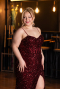 Long Burgundy Scaly Plus Size Evening Dress ABU5818