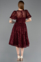 Midi Burgundy Dantelle Cocktail Dress ABK2550
