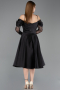 Midi Black Satin Cocktail Dress ABK2552
