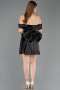 Mini Black Satin Cocktail Dress ABK2562