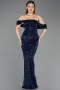 Long Navy Blue Scaly Evening Dress ABU5886