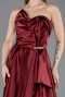 Burgundy Strapless Slit Long Satin Prom Dress ABU4561