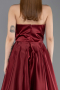 Burgundy Strapless Slit Long Satin Prom Dress ABU4561