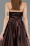 Brown Strapless Slit Long Satin Prom Dress ABU4561