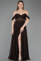 Long Dark Brown Dantelle Evening Dress ABU5867