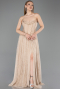 Long Beige Dantelle Evening Dress ABU5887