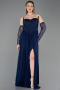 Long Navy Blue Dantelle Evening Dress ABU5887