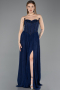Long Navy Blue Dantelle Evening Dress ABU5887