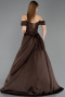 Long Brown Satin Evening Gown ABU5891