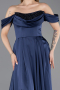 Long Navy Blue Satin Evening Gown ABU5891