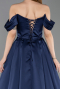 Long Navy Blue Satin Evening Gown ABU5891