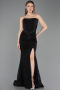 Long Black Dantelle Evening Dress ABU5892
