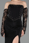 Long Black Dantelle Evening Dress ABU5892