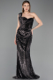 Long Black Scaly Evening Dress ABU5894