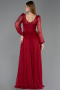 Burgundy Long Dantelle Evening Dress ABU5797