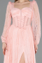 Salmon Long Dantelle Evening Dress ABU5797