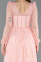 Salmon Long Dantelle Evening Dress ABU5797