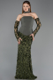 Long Olive Drab Scaly Mermaid Prom Dress ABU5896