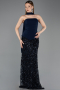 Long Navy Blue Scaly Mermaid Prom Dress ABU5896