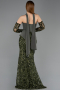 Long Olive Drab Scaly Mermaid Prom Dress ABU5896
