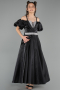 Long Black Satin Girl Dress ABU5901