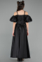 Long Black Satin Girl Dress ABU5901