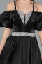 Long Black Satin Girl Dress ABU5901