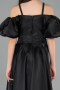 Long Black Satin Girl Dress ABU5901