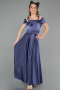Long Navy Blue Satin Girl Dress ABU5902