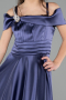 Long Navy Blue Satin Girl Dress ABU5902