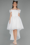 Front Short Back Long White Girl Dress ABO128