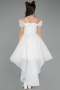 Front Short Back Long White Girl Dress ABO128