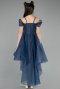 Front Short Back Long Navy Blue Girl Dress ABO128