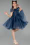 Short Navy Blue Girl Dress ABK2566