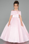 Long Pink Satin Kid Wedding Dress ABG172