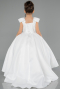 Long White Satin Kid Wedding Dress ABG177