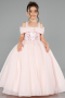 Long Salmon Satin Kid Wedding Dress ABG173