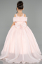 Long Salmon Satin Kid Wedding Dress ABG173