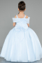 Long Light Blue Satin Kid Wedding Dress ABG175