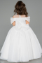 Long White Satin Kid Wedding Dress ABG176