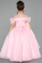 Long Powder Color Satin Kid Wedding Dress ABG176