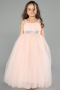 Salmon Long Girl Dress ABU3031