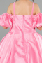 Long Pink Satin Kid Wedding Dress ABG185
