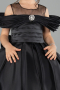 Long Black Satin Kid Wedding Dress ABG176