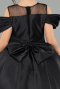 Long Black Satin Kid Wedding Dress ABG176