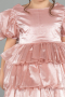 Front Short Back Long Powder Color Satin Girl Dress ABO131