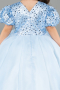 Blue Long Satin Kid Wedding Dress ABG174