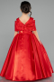 Long Red Satin Kid Wedding Dress ABG172