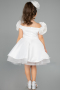 White Short Satin Girl Dress ABK2573