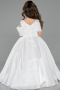 Long White Satin Kid Wedding Dress ABG172